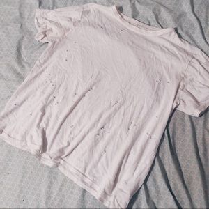 SOLD Distressed oversized white tee